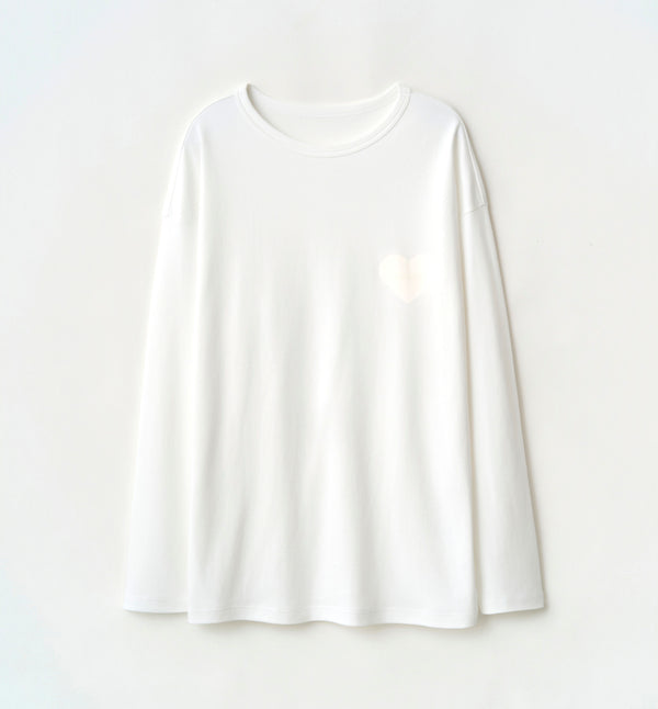 HEART PRINT LOGO LONG SLEEVE T-SHIRT