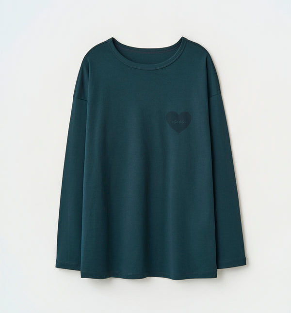 HEART PRINT LOGO LONG SLEEVE T-SHIRT