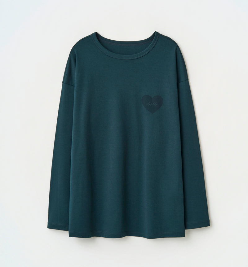 HEART PRINT LOGO LONG SLEEVE T-SHIRT