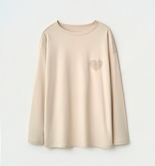 HEART PRINT LOGO LONG SLEEVE T-SHIRT