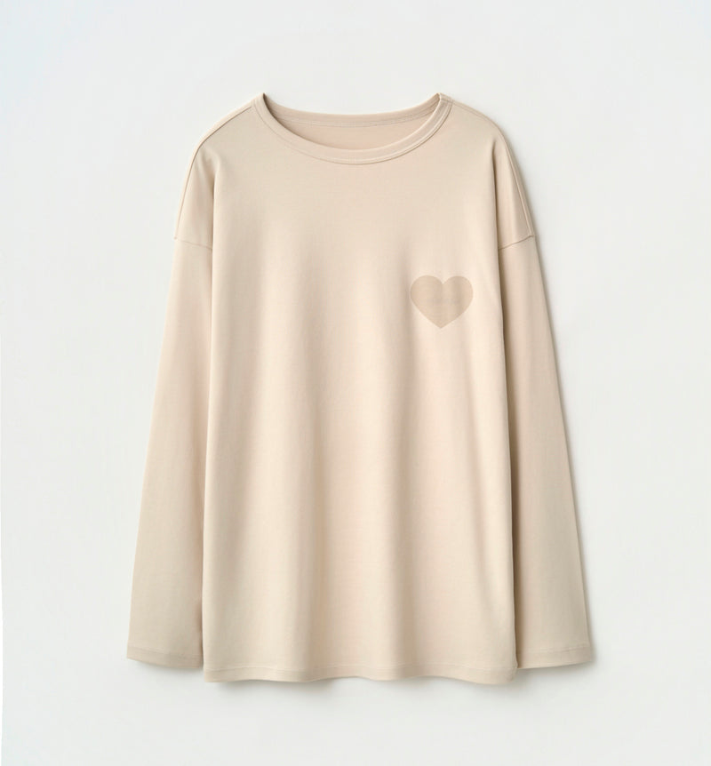 HEART PRINT LOGO LONG SLEEVE T-SHIRT