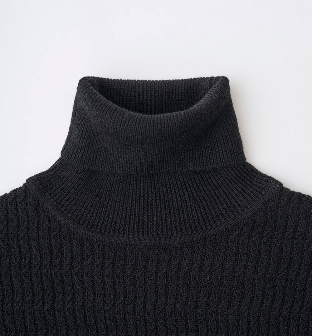 CABLE PATTERNED TURTLE NECK KNIT(受注予約受付終了) – ABYTS