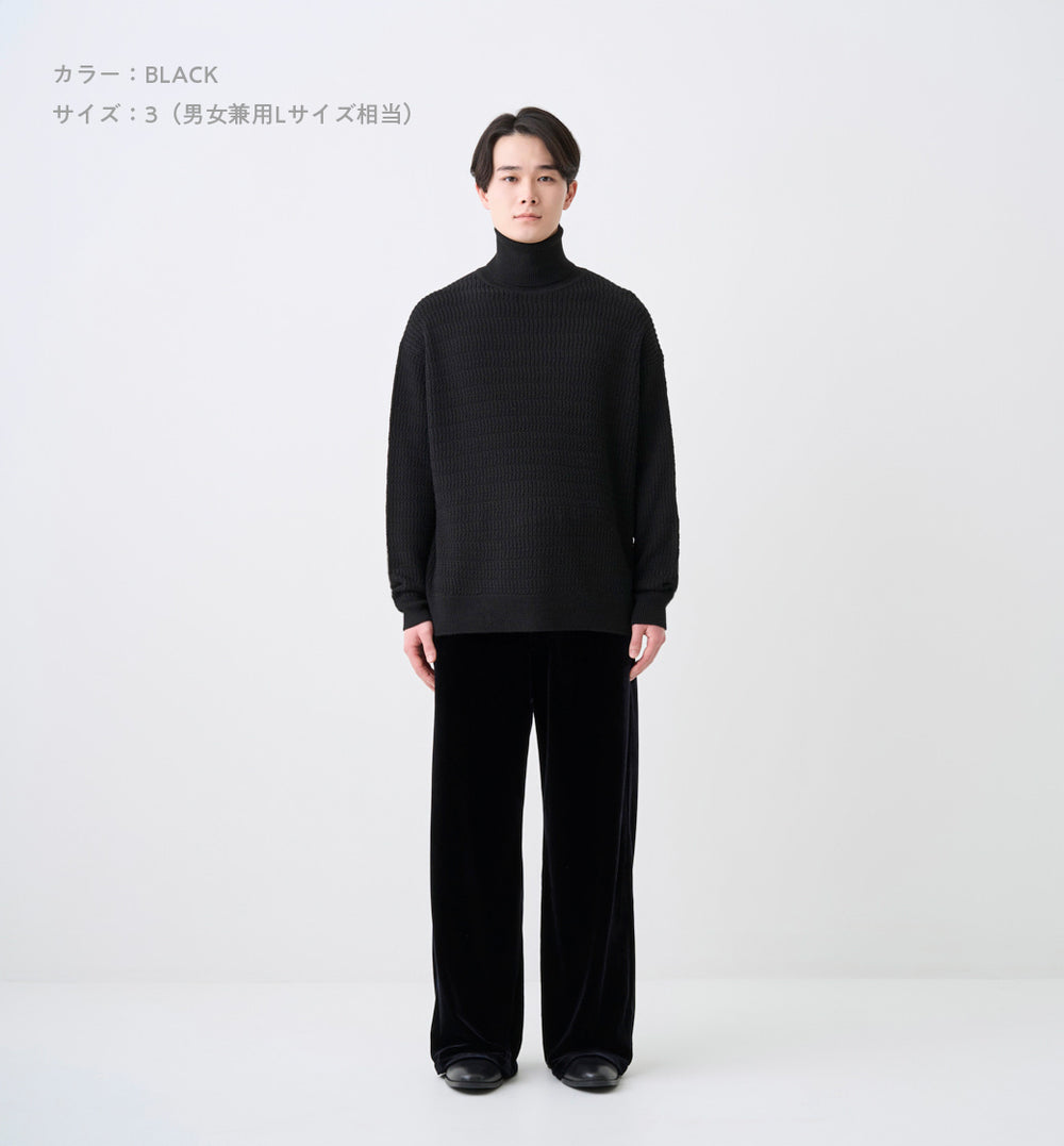 ABYTS TURTLE NECK KNIT ブラック 3 CABLE PATTERNED TURTLE NECK KNIT(受注予約受付終了) – ABYTS